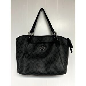 Coach Black Monogram Leather Tote Bag